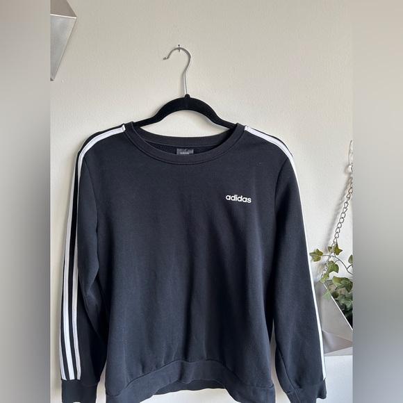 Adidas Black Women’s Three Stripe Crewneck Sweatshirt - Picture 2 of 5